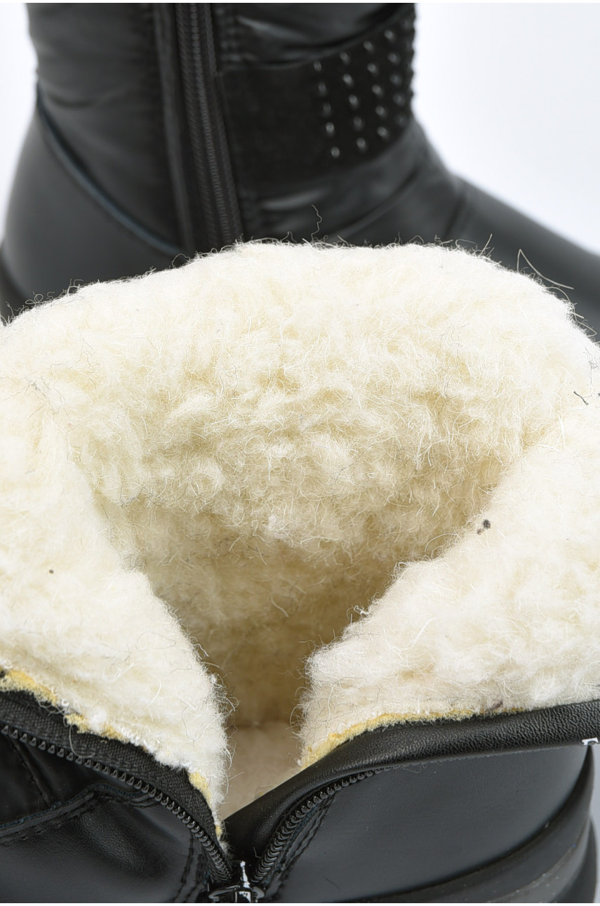 Дутики детские для девочки на меху черного цвета 18-54743 194982