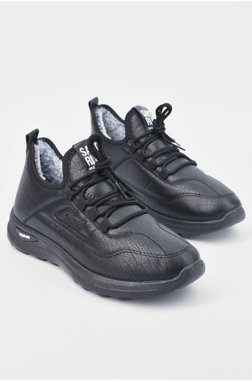 Кросівки чоловічі на штучному хутрі чорного кольору А72 195003