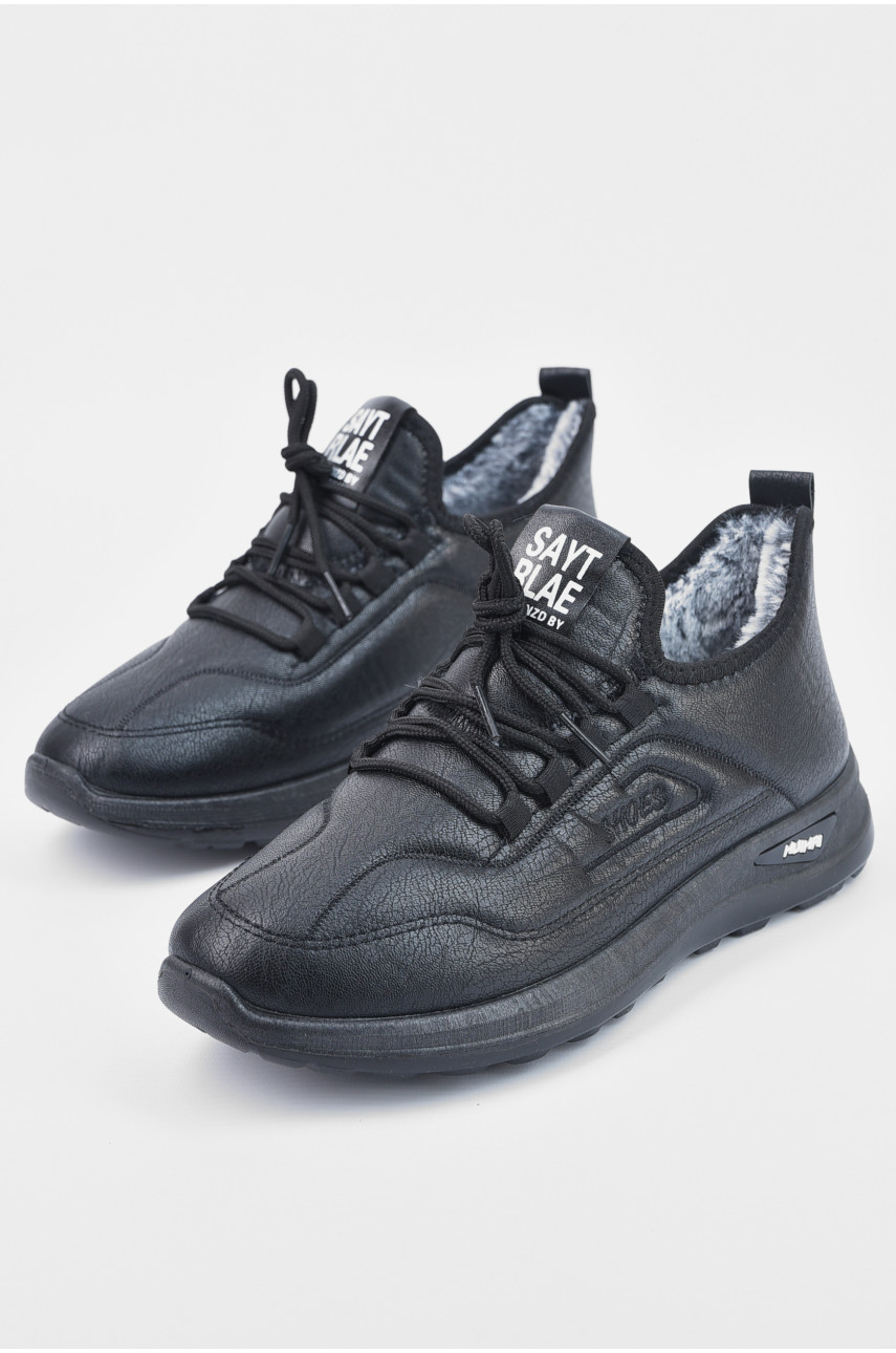 Кросівки чоловічі на штучному хутрі чорного кольору А72 195003