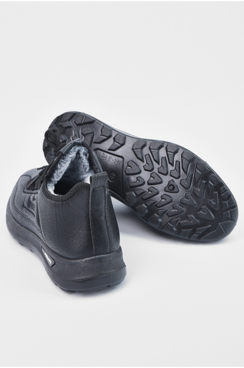Кросівки чоловічі на штучному хутрі чорного кольору А72 195003 Кросівки чоловічі на штучному хутрі чорного кольору А72 195003