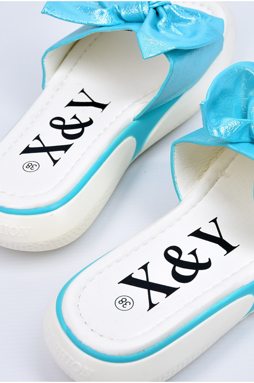 Шльопанці жіночі бірюзового кольору 19-61581 195017 Шльопанці жіночі бірюзового кольору 19-61581 195017