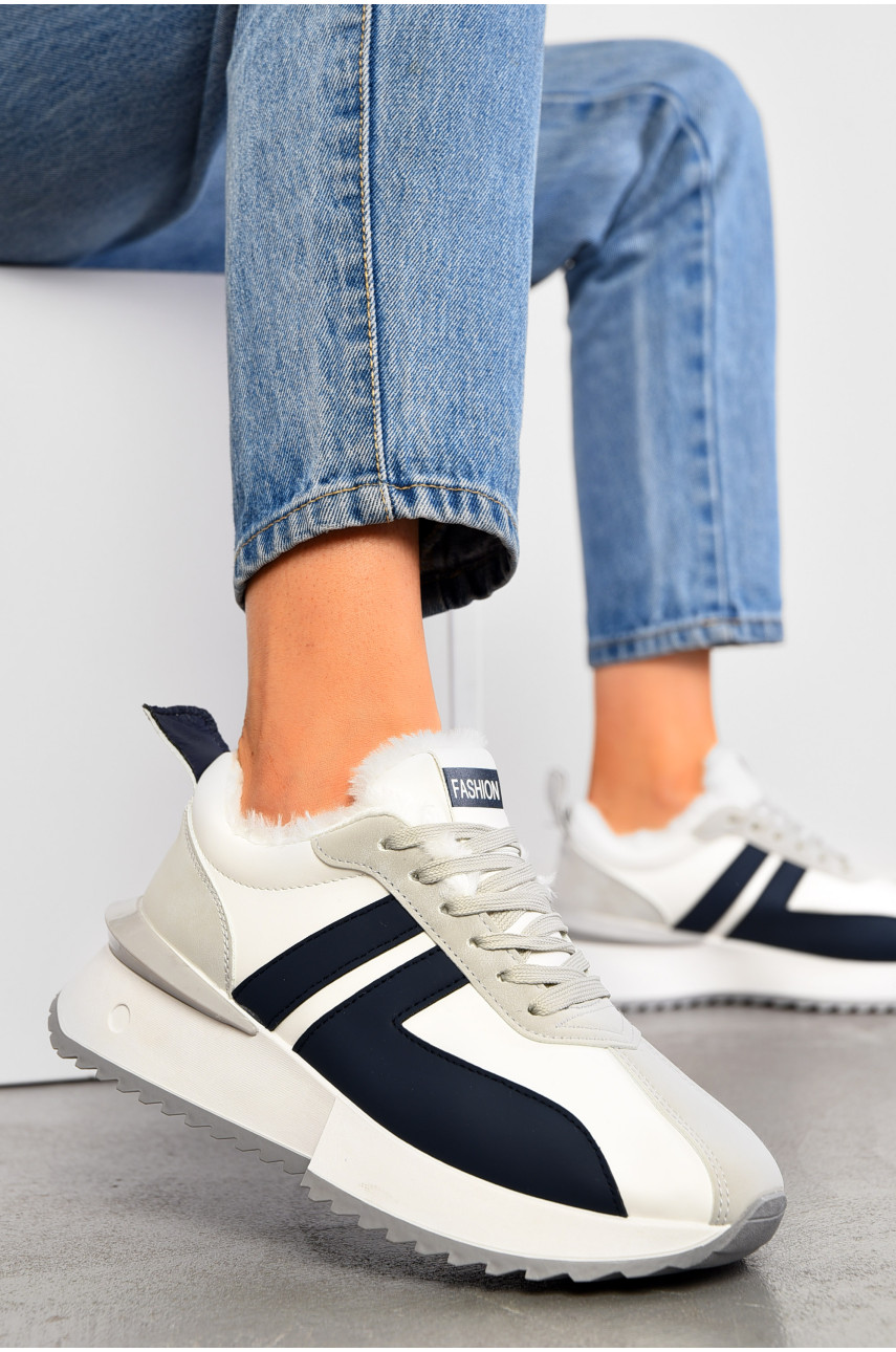 Кросівки жіночі зимові білого кольору на шнурівці В97 1-3 195023