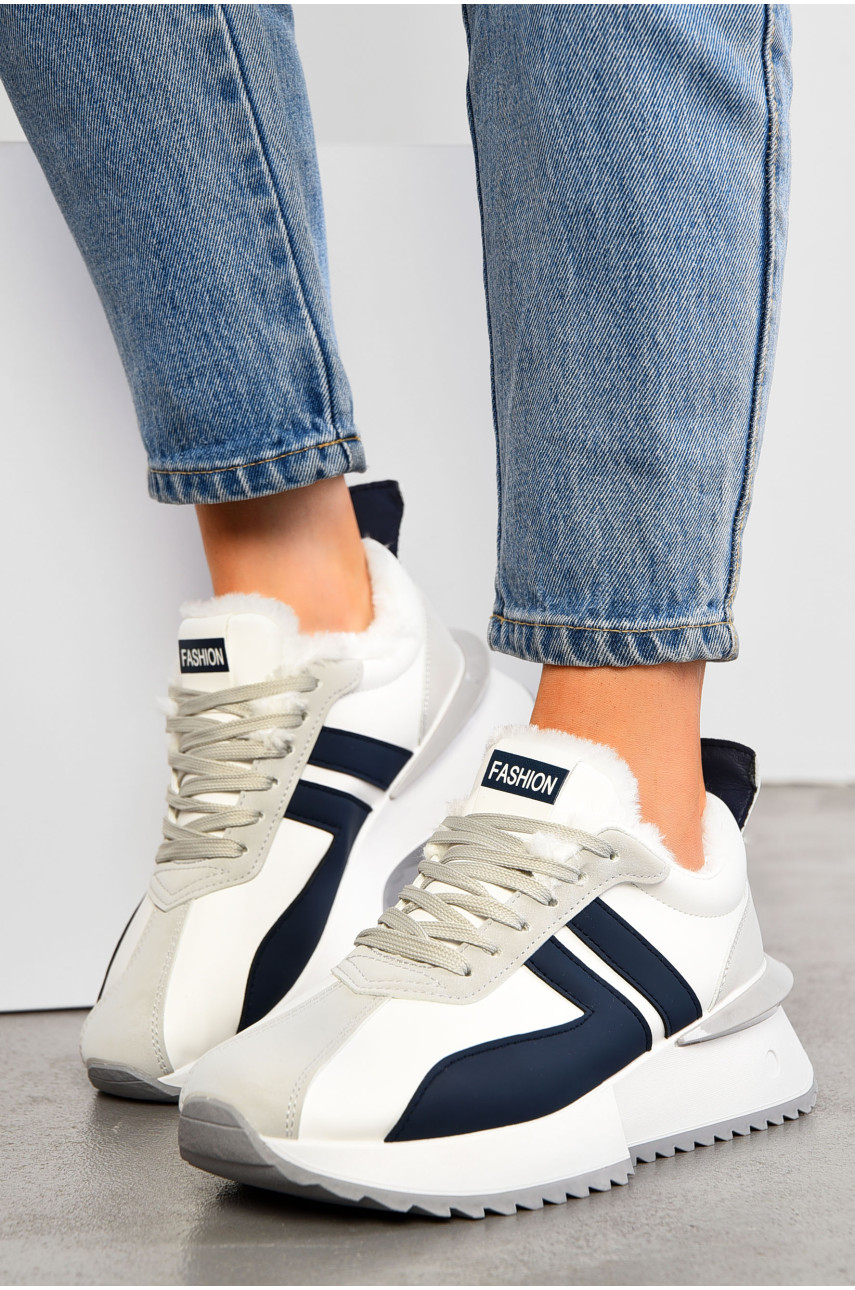 Кросівки жіночі зимові білого кольору на шнурівці В97 1-3 195023