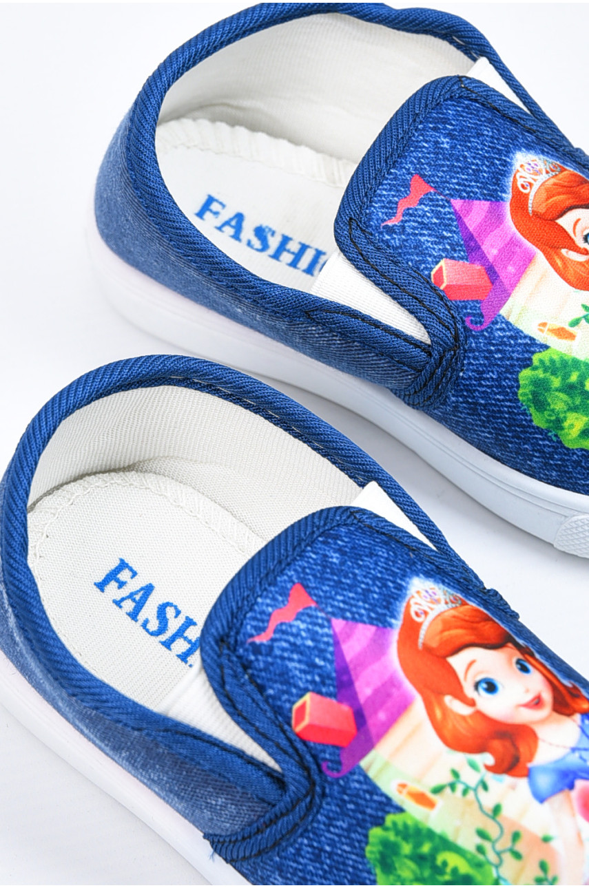 Мокасины детские синего цвета без застежки 19-6061 195044