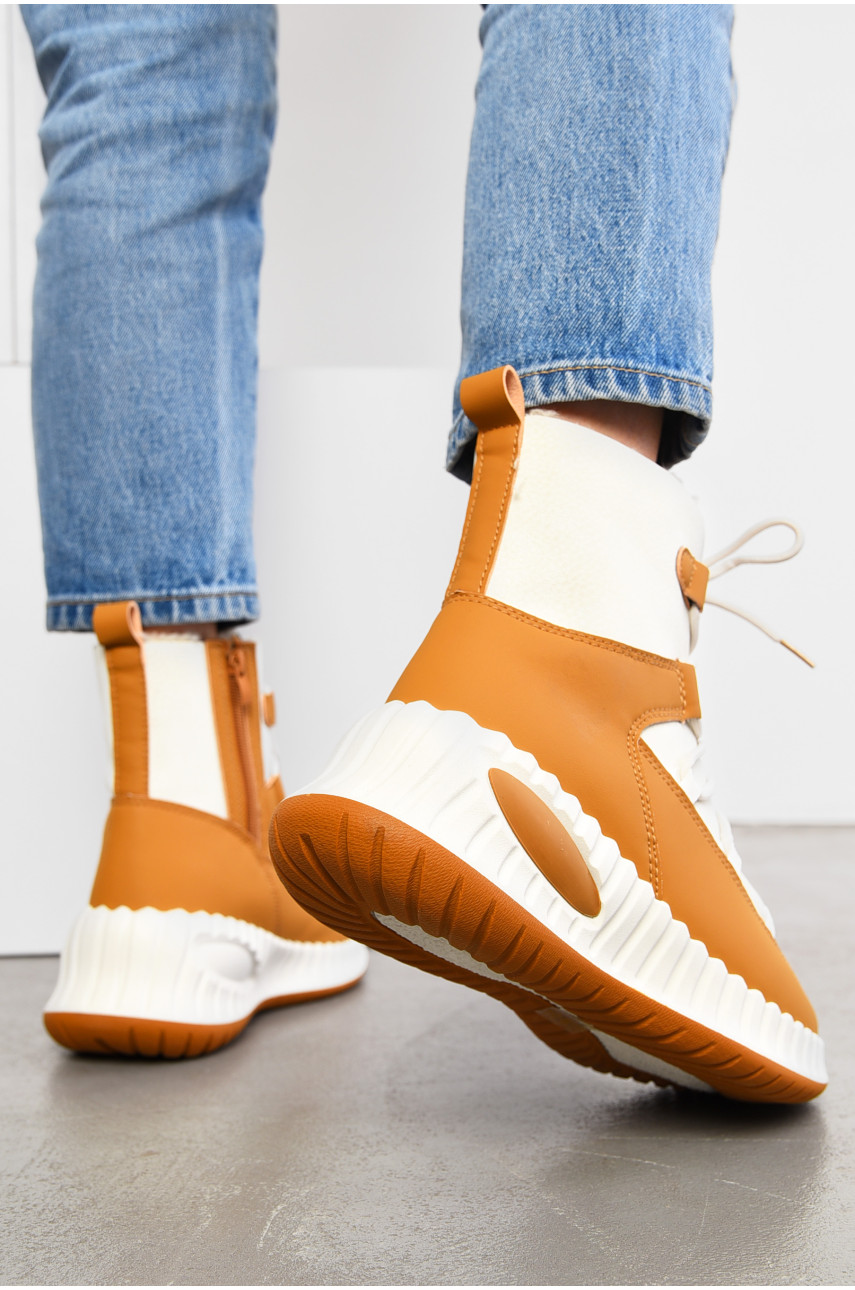 Ботинки женские зимние на меху коричневого цвета H9302-18 195048