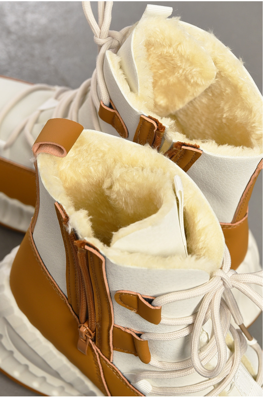 Ботинки женские зимние на меху коричневого цвета H9302-18 195048