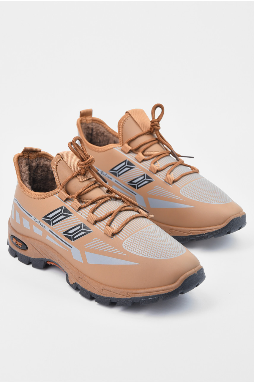 Кросівки чоловічі на штучному хутрі коричневого кольору F307 195052