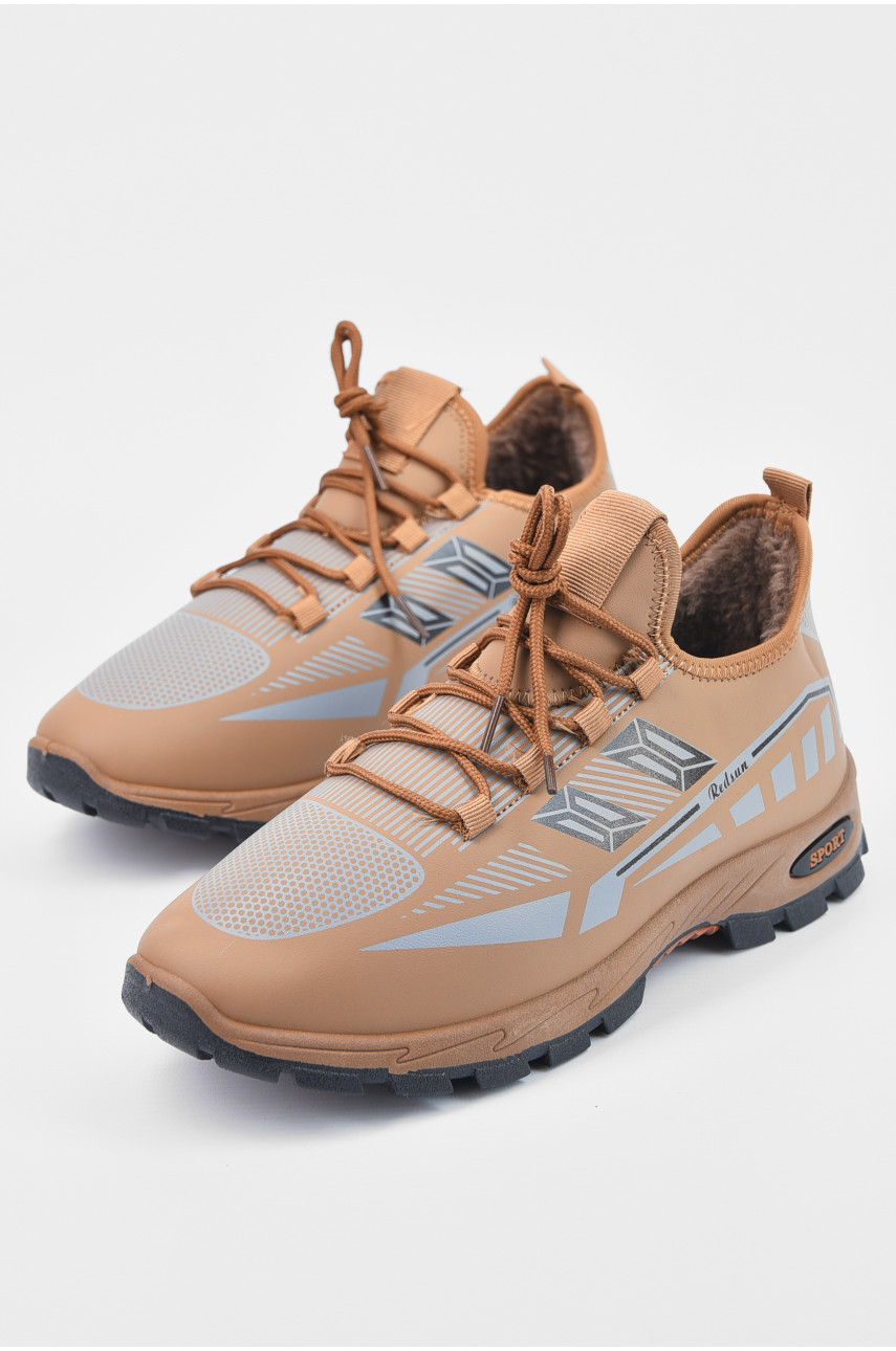 Кросівки чоловічі на штучному хутрі коричневого кольору F307 195052