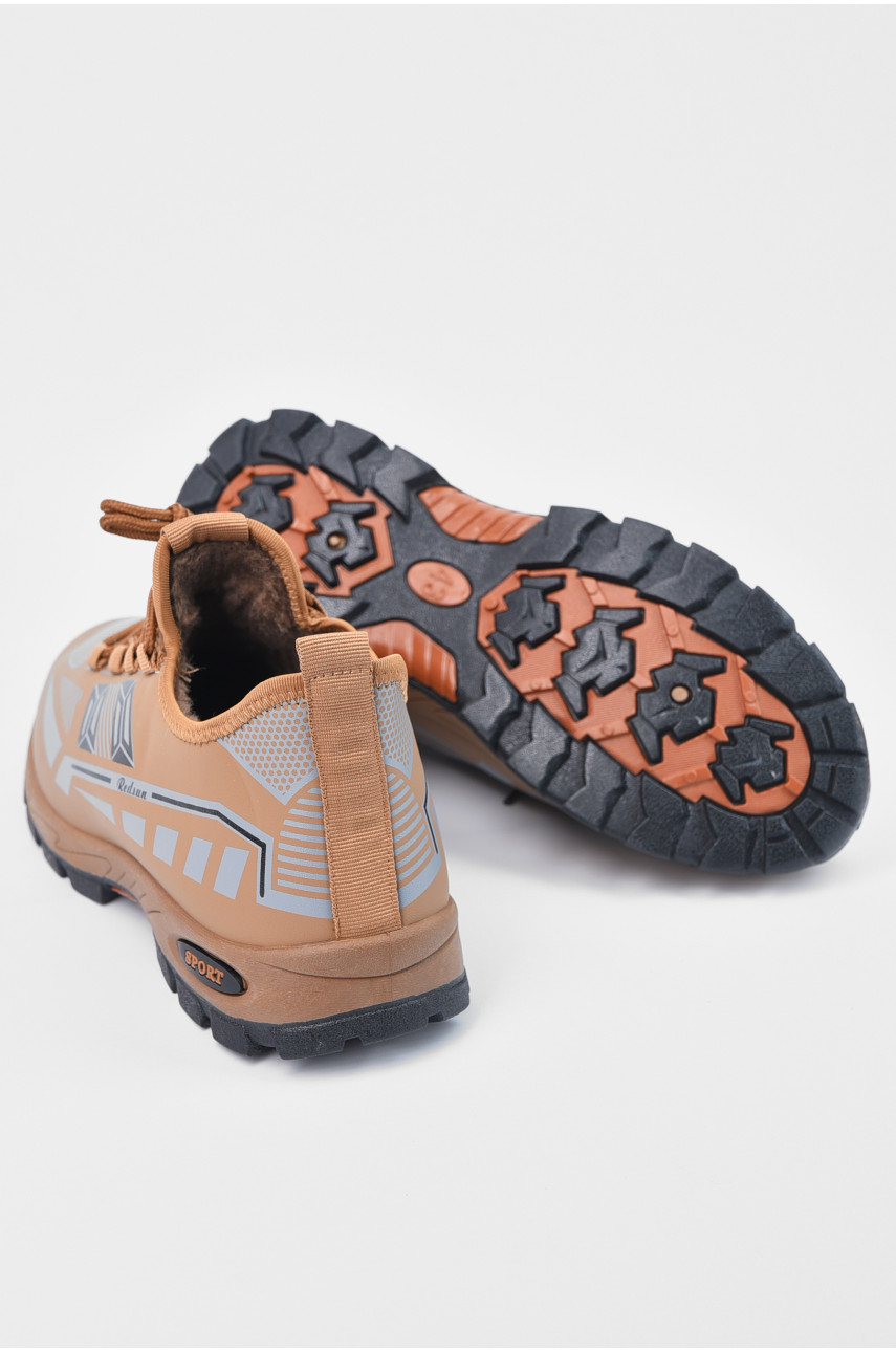 Кросівки чоловічі на штучному хутрі коричневого кольору F307 195052