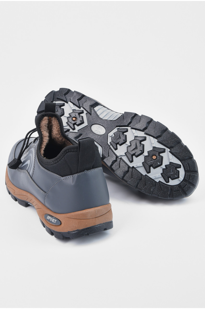 Кросівки чоловічі на штучному хутрі сірого кольору F301 195053