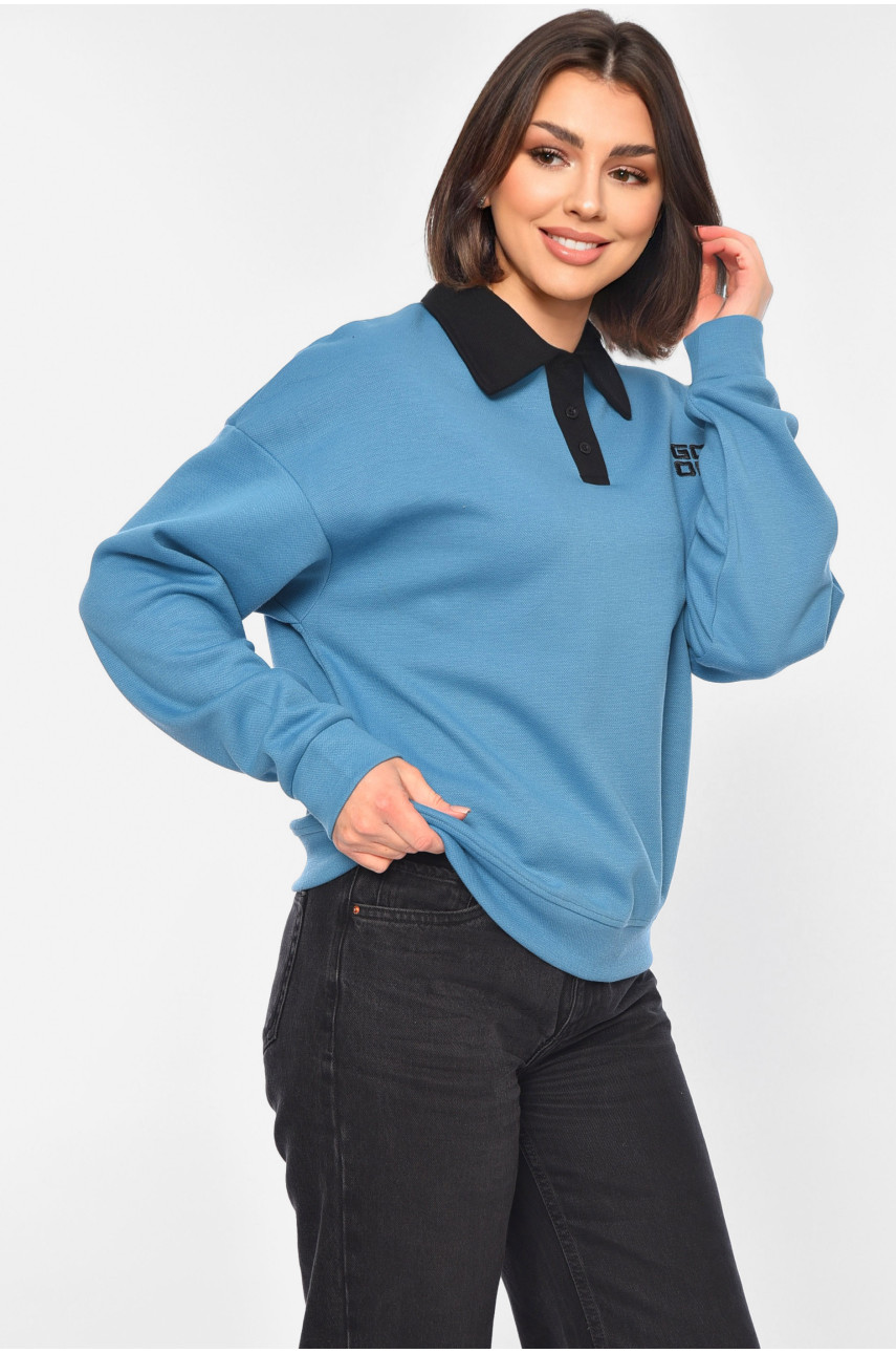 Свитшот женский голубого цвета 1506 195073 Свитшот женский голубого цвета 1506 195073