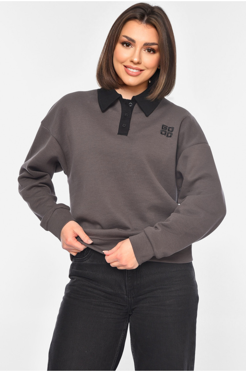 Світшот жіночий темно-сірого кольору 1506 195074 Світшот жіночий темно-сірого кольору 1506 195074