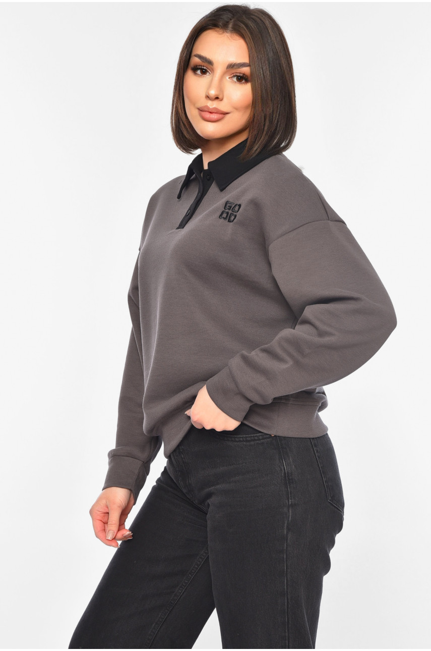 Світшот жіночий темно-сірого кольору 1506 195074 Світшот жіночий темно-сірого кольору 1506 195074