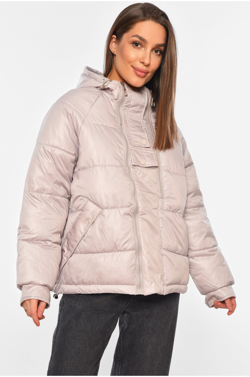 Куртка жіноча демісезонна бежевого кольору в-230 195090