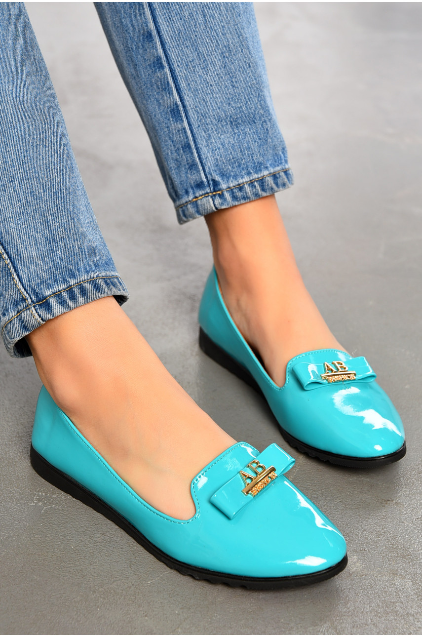 Туфлі-лофери жіночі блакитного кольору 7152-14 195095