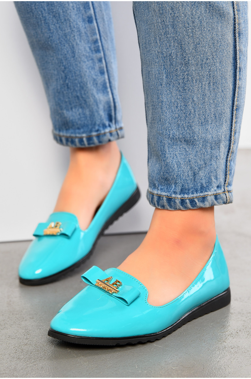 Туфлі-лофери жіночі блакитного кольору 7152-14 195095