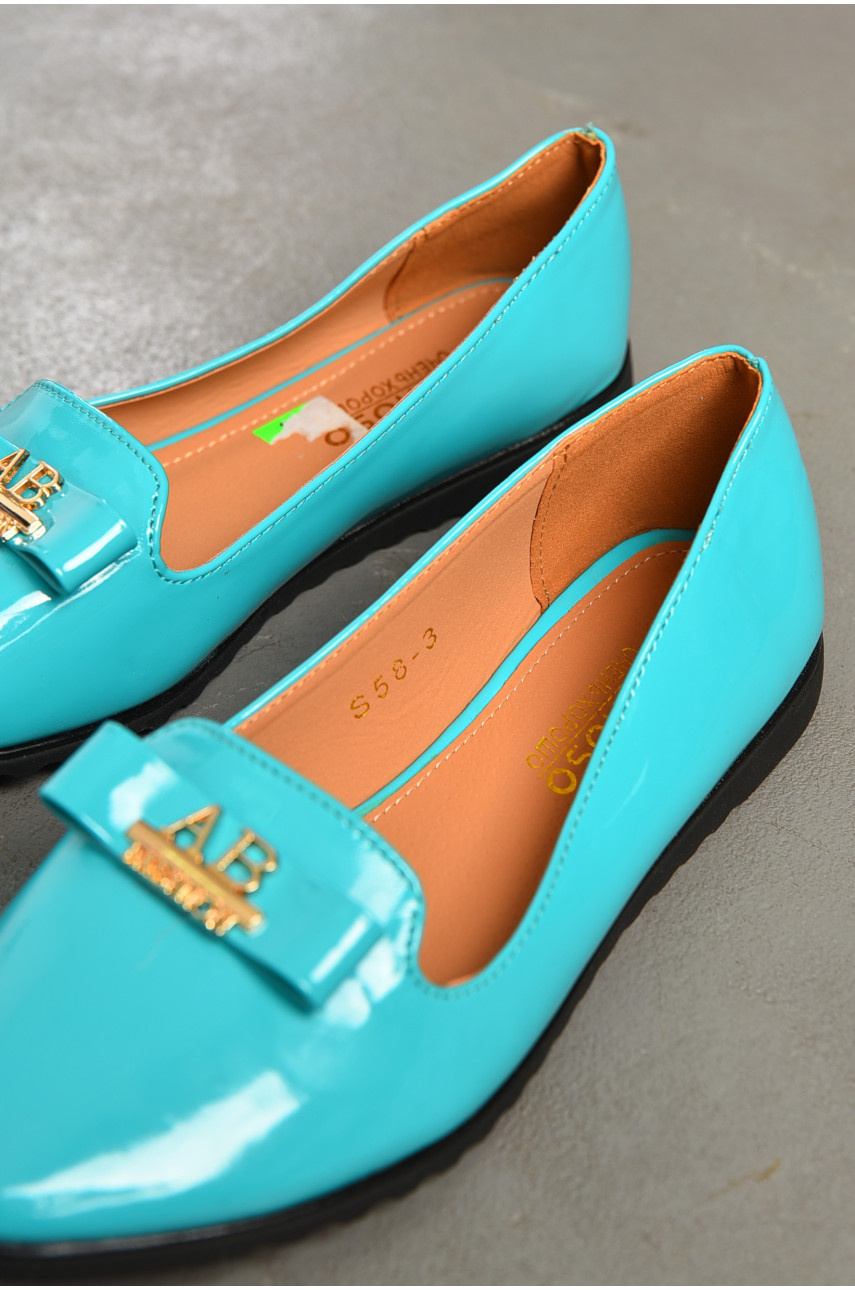 Туфлі-лофери жіночі блакитного кольору 7152-14 195095
