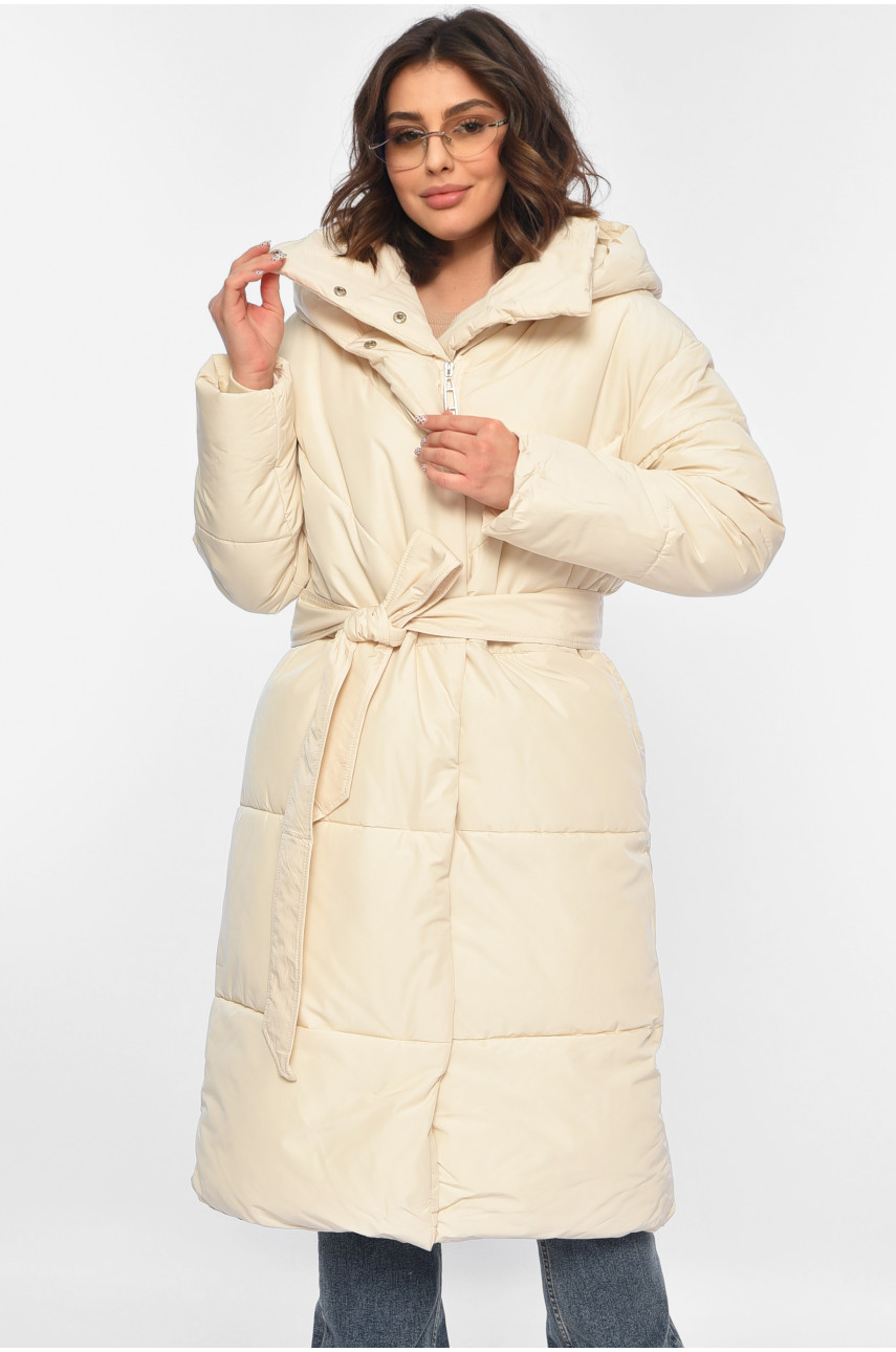 Куртка жіноча єврозима подовжена молочного кольору 9208 195102