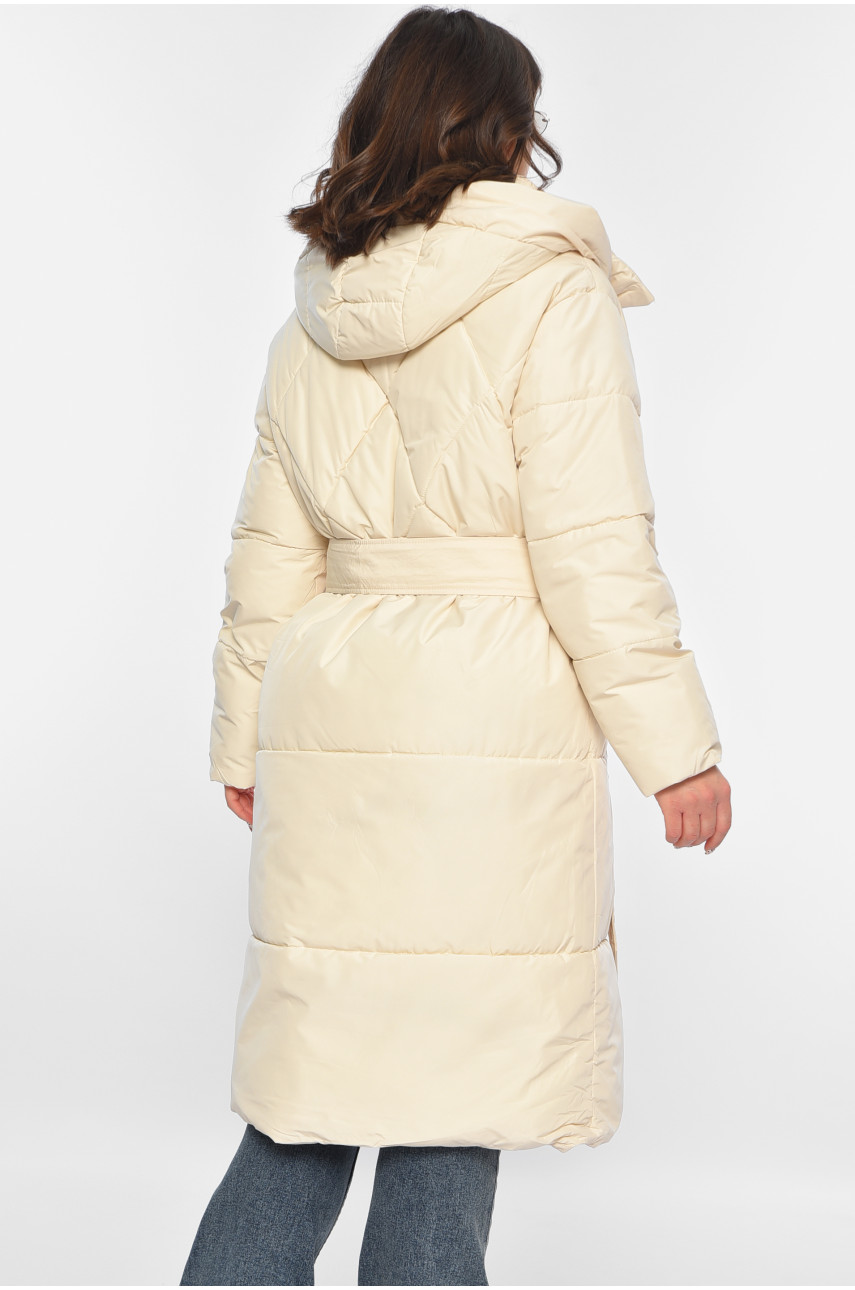 Куртка жіноча єврозима подовжена молочного кольору 9208 195102
