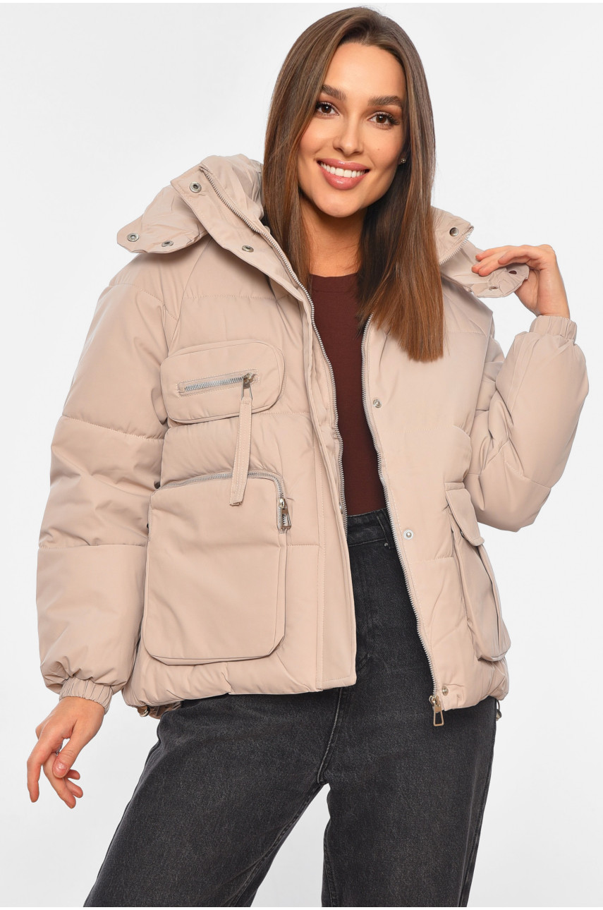 Куртка жіноча єврозима світло-бежевого кольору 8529 195113