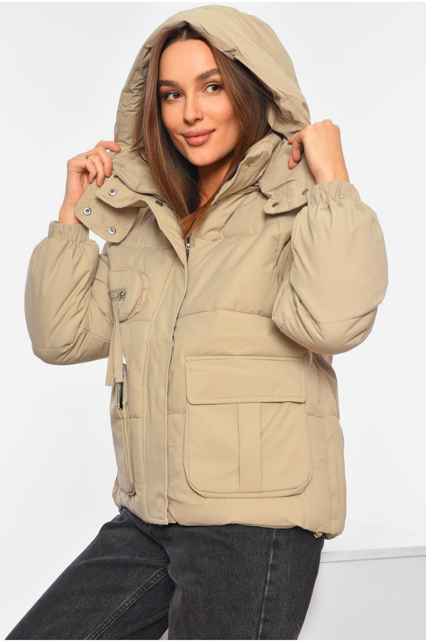Куртка жіноча єврозима бежевого кольору 8529 195115