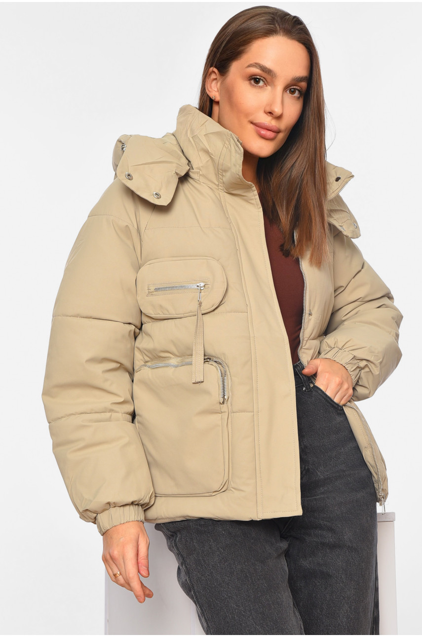 Куртка жіноча єврозима бежевого кольору 8529 195115