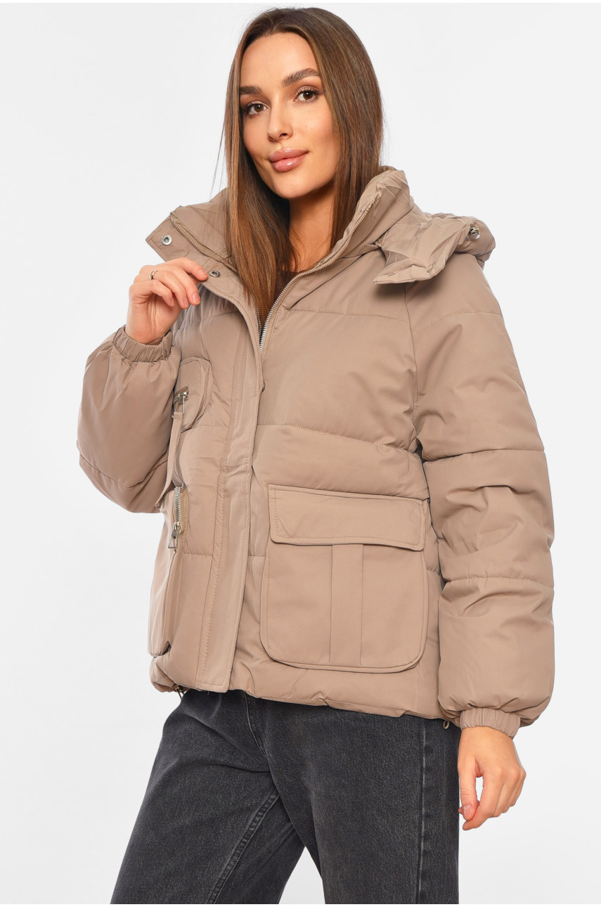 Куртка жіноча єврозима темно-бежевого кольору 8529 195116