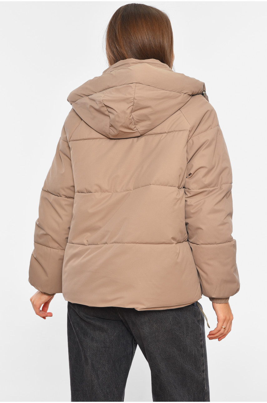 Куртка жіноча єврозима темно-бежевого кольору 8529 195116
