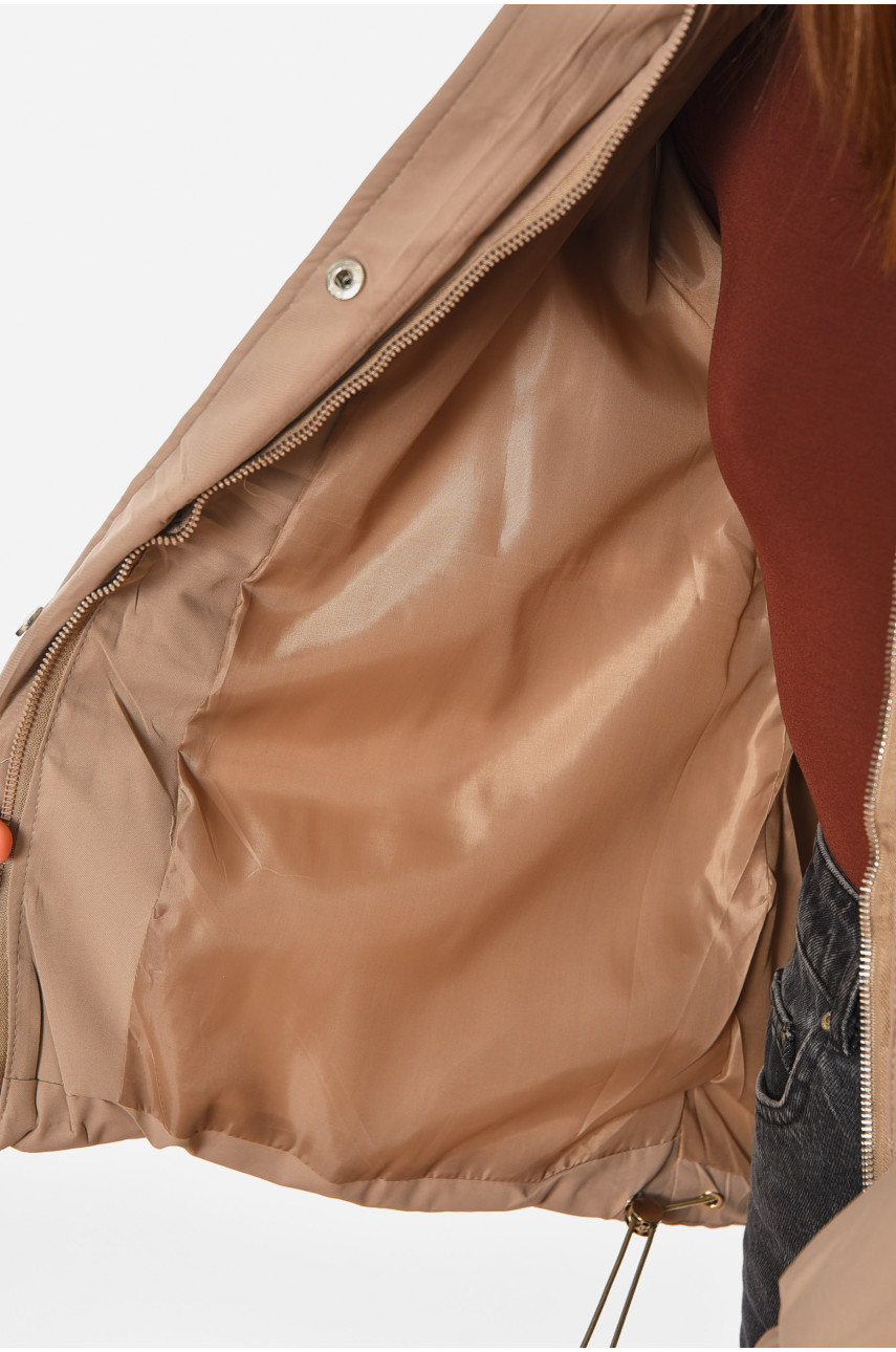 Куртка жіноча єврозима темно-бежевого кольору 8529 195116