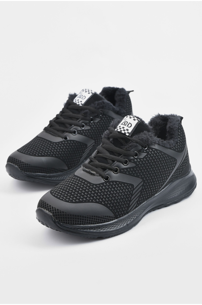 Кроссовки подросток для мальчика зимние на меху черного цвета 156-1 195125