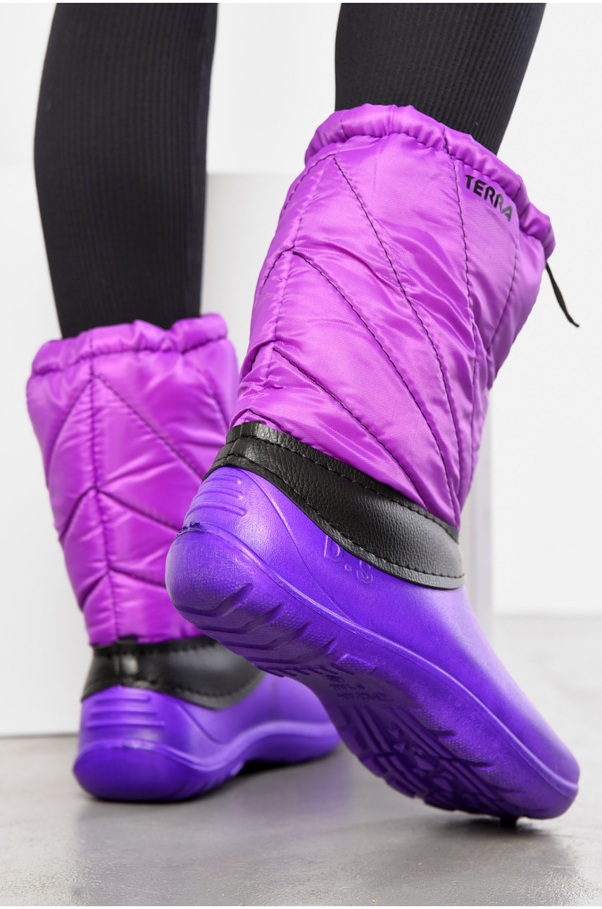 Дутики женские на на меху фиолетового цвета на молнии 1967 195158