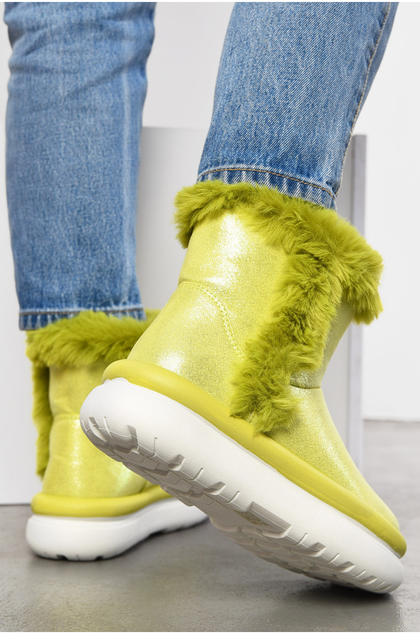 Уггі жіночі на хутрі салатового кольору 2024-57-5 195166