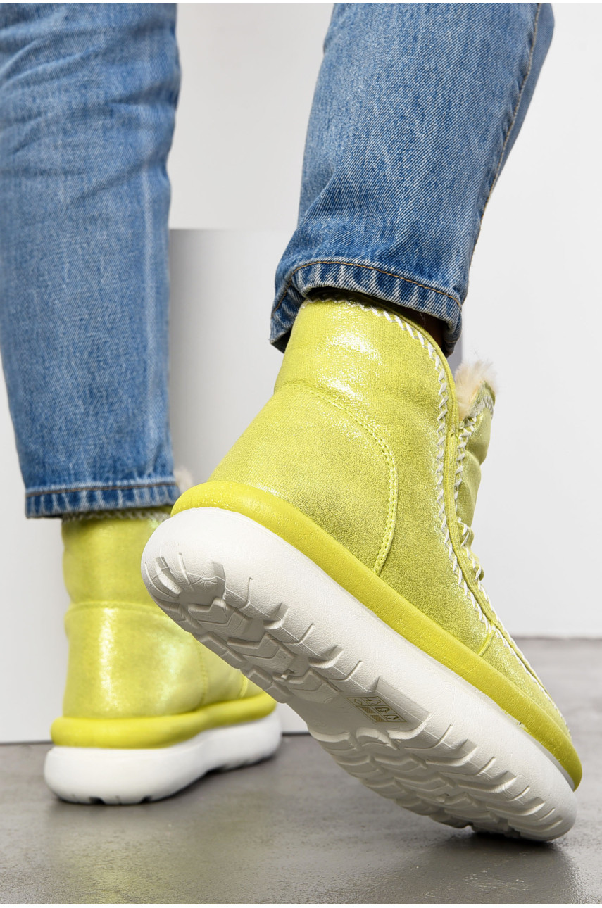 Угги женские на меху салатового цвета 2024-61-4 195170