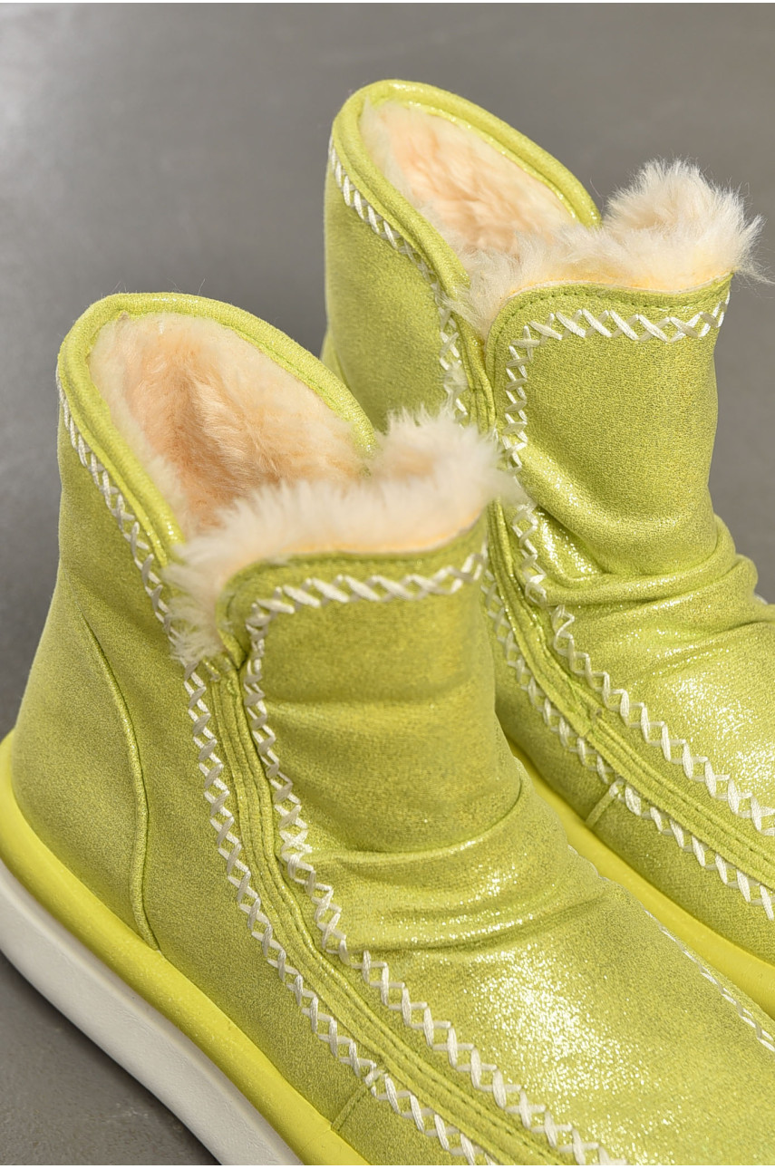 Угги женские на меху салатового цвета 2024-61-4 195170