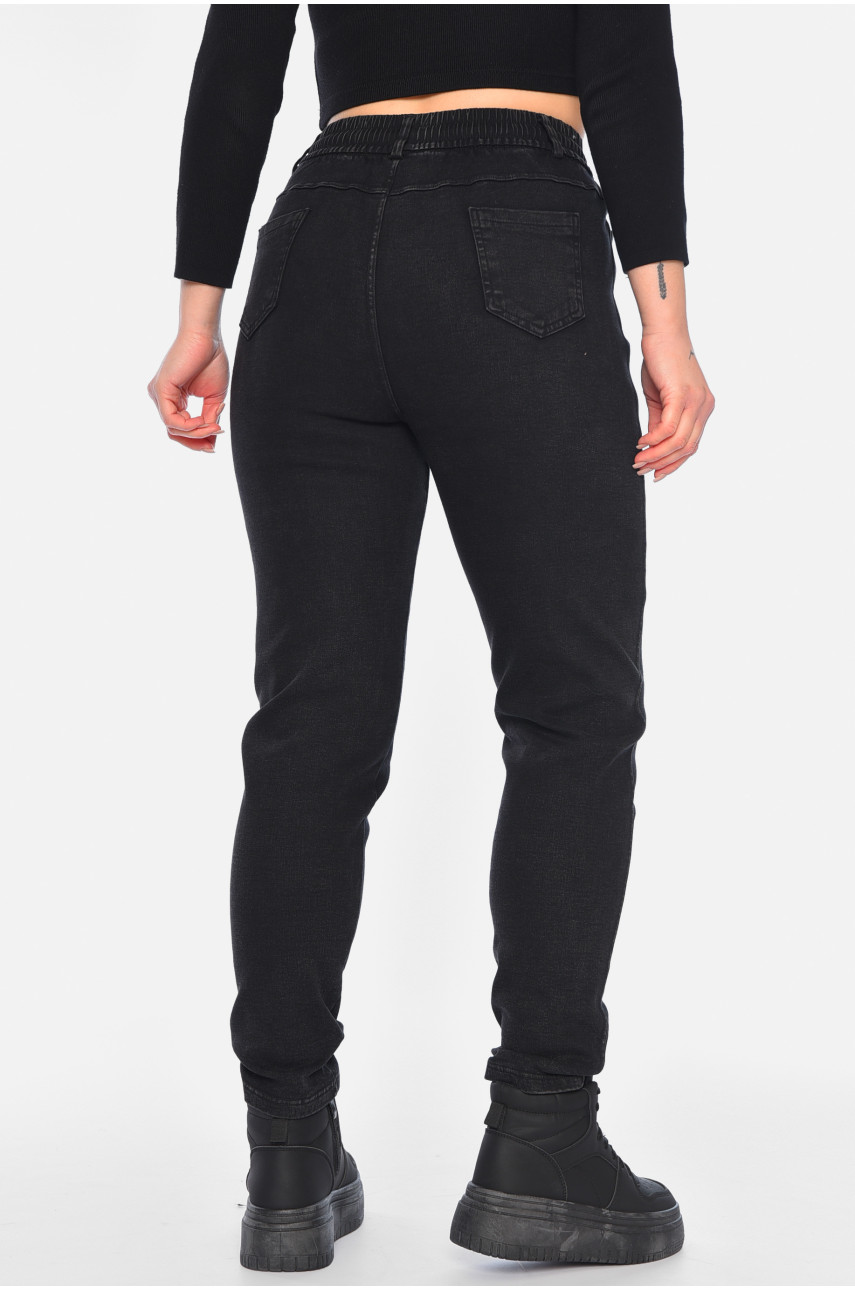 Джинси жіночі утеплені чорного кольору а4103-1а 195187