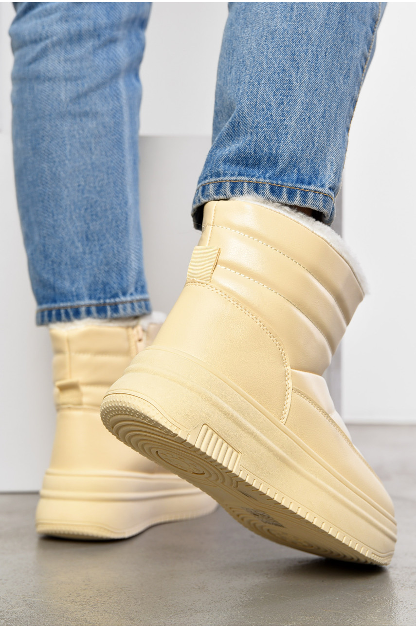 Дутики жіночі на хутрі бежевого кольору 018-3 195191