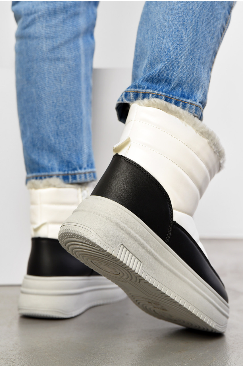 Дутики жіночі на хутрі чорно-білого кольору 018-98 195194