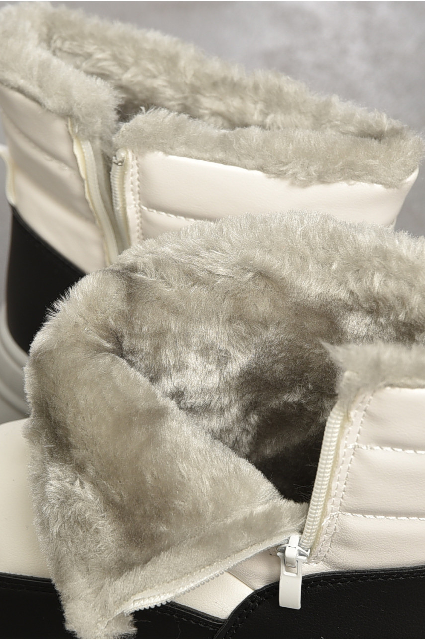 Дутики жіночі на хутрі чорно-білого кольору 018-98 195194