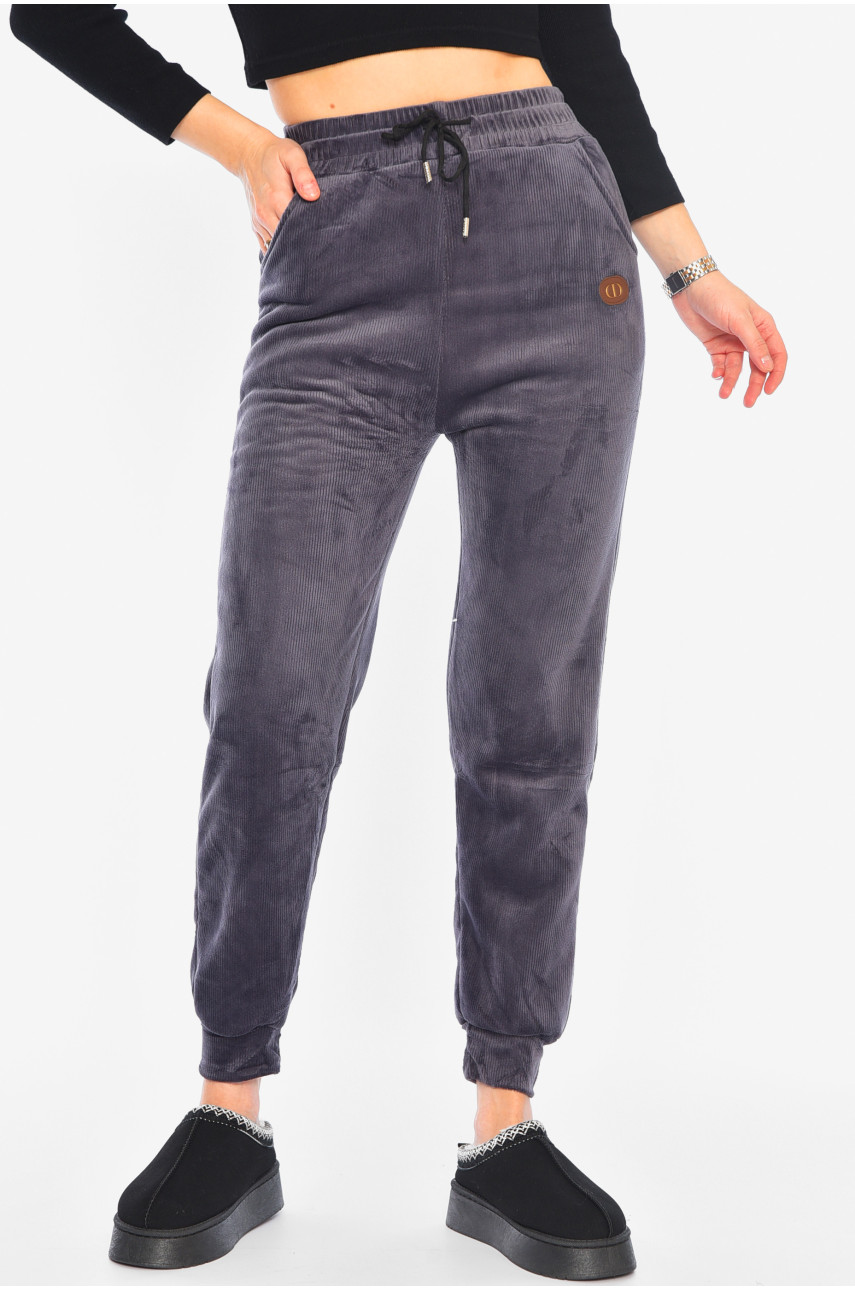 Штаны женские вельветовые на меху сиреневого цвета 105-2 195196 Штаны женские вельветовые на меху сиреневого цвета 105-2 195196