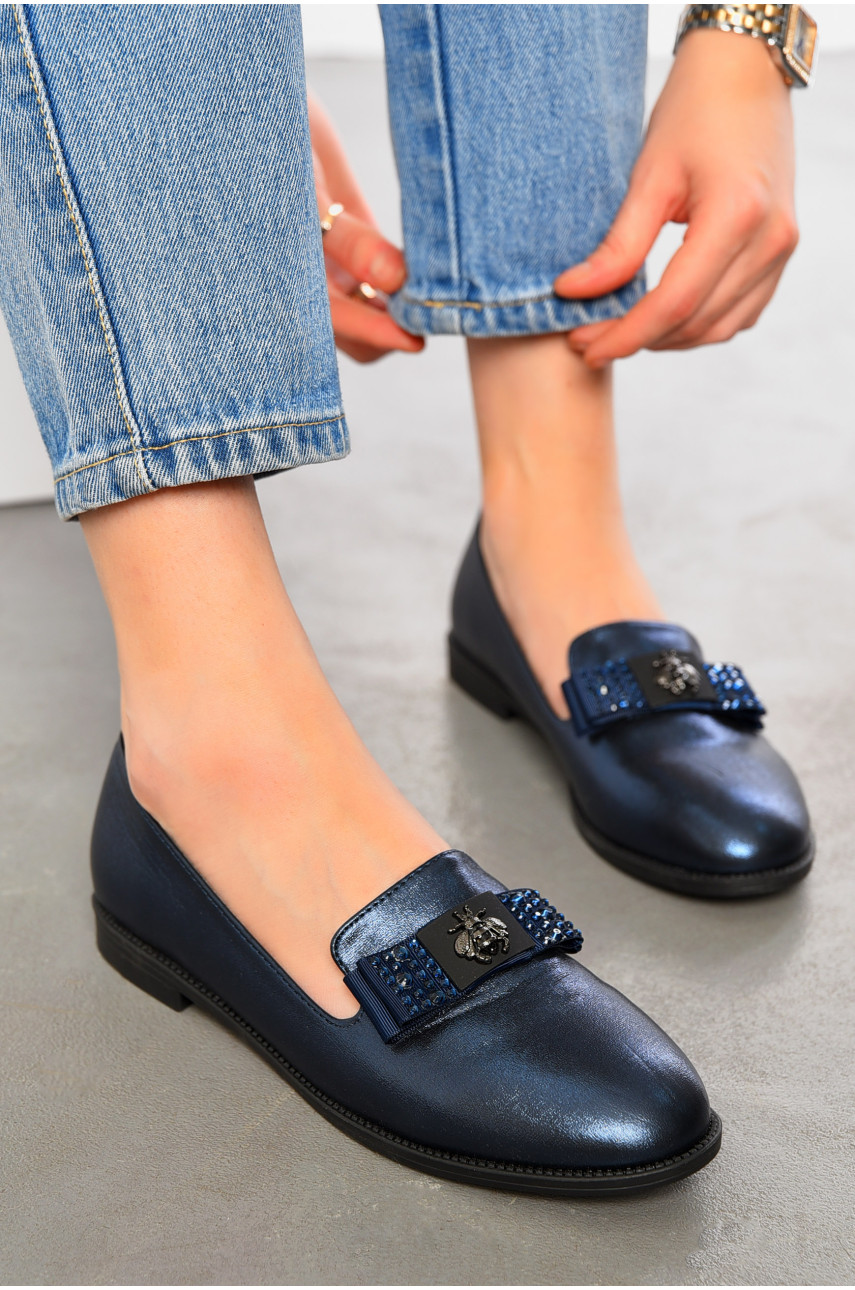Туфлі-лофери жіночі темно-синього кольору 19-56852 195306