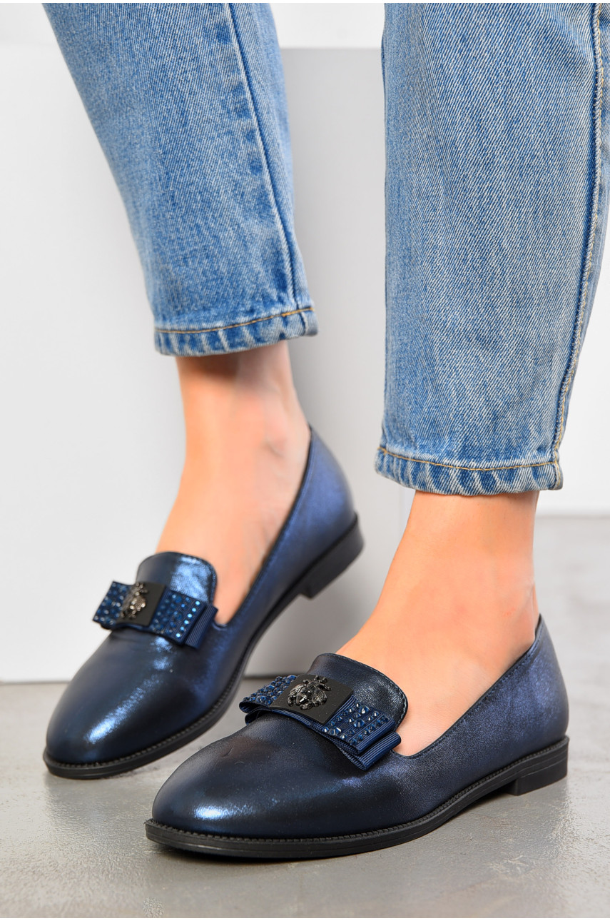 Туфлі-лофери жіночі темно-синього кольору 19-56852 195306