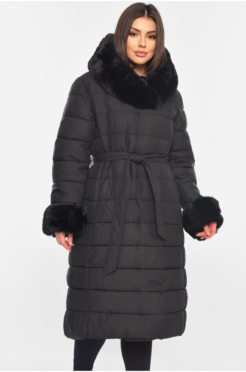 Куртка жіноча єврозима з хутром чорного кольору 8126 195316