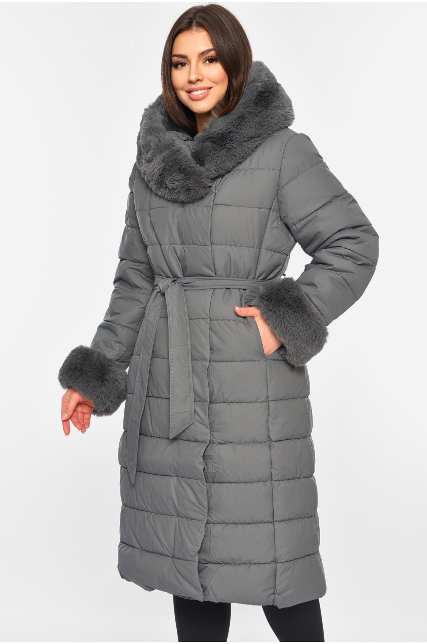 Куртка женская еврозима с мехом серого цвета 8126 195334