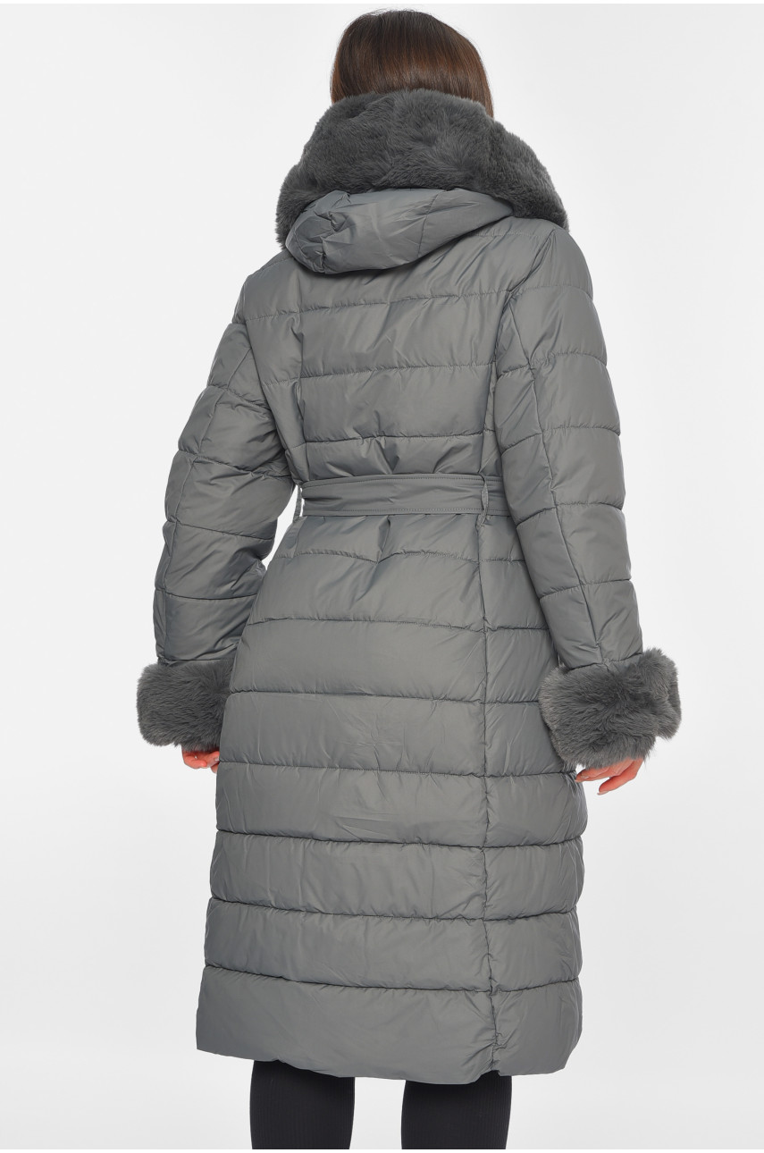 Куртка женская еврозима с мехом серого цвета 8126 195334