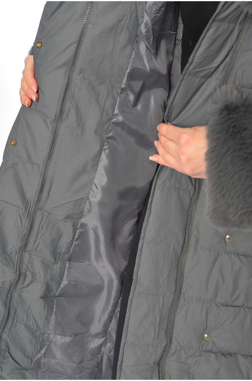 Куртка женская еврозима с мехом серого цвета 8126 195334