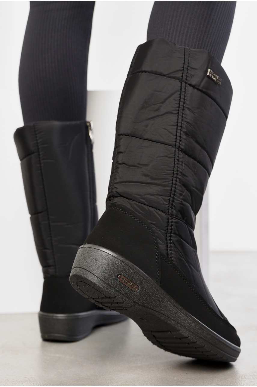 Дутики жіночі на хутрі чорного кольору П2002 195336