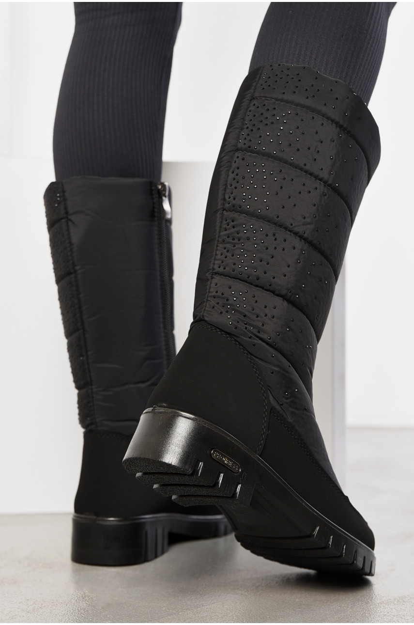 Дутики жіночі на хутрі чорного кольору 3407 195352