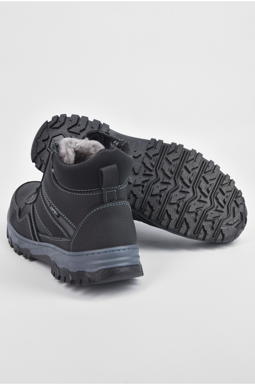 Черевики чоловічі зимові на хутрі чорного кольору РБ-1 195357