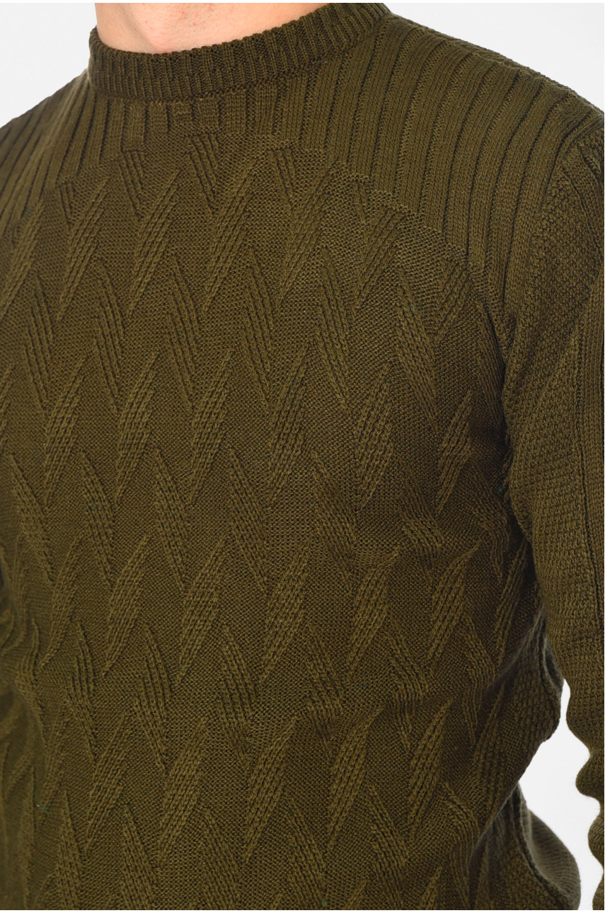 Свитер мужской однотонный цвета хаки 1020-8 195379