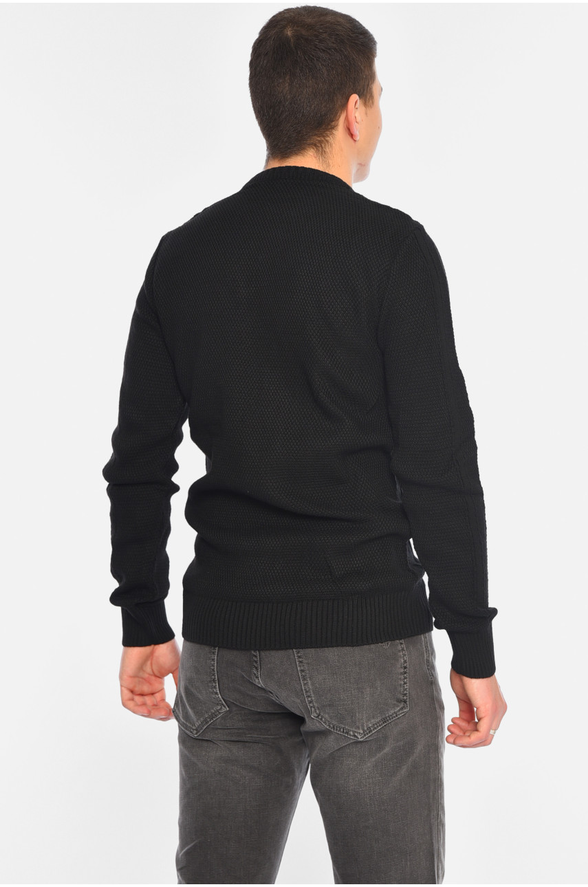 Свитер мужской однотонный черного цвета 1020-1 195380 Свитер мужской однотонный черного цвета 1020-1 195380